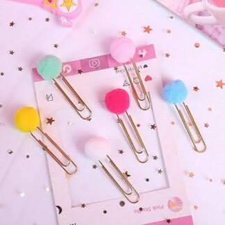 Värviliste tupsudega kirjaklambrid 30 tk komplektis