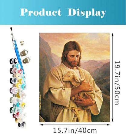 Numbrite järgi maalimise komplekt 40x50 cm koos värvidega Jeesus - Image 2