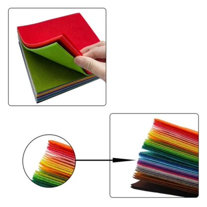 Värvilised paksust vildist lehed 15x15 cm, 40 eri värvi lehte komplektis + niidid - Image 3