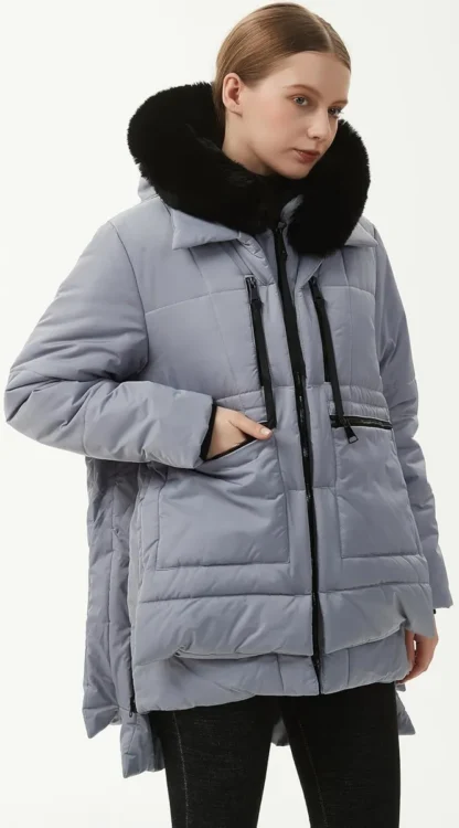 Hall soe karvase kraega talveparka naistele, suurus S (rü 86 cm) - Image 2