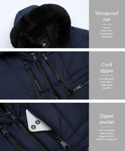 Tumesinine soe karvase kraega talveparka naistele, suurus M (rü 93 cm) - Image 4