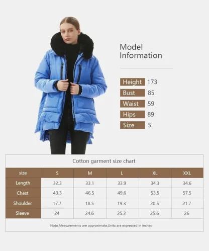 Sinine soe karvase kraega talveparka naistele, suurus M (rü 93 cm) - Image 6