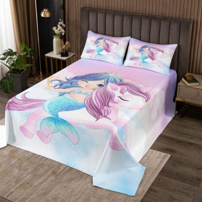 Tepitud voodikate merineitsi ja ükssavrikuga (170x230cm)