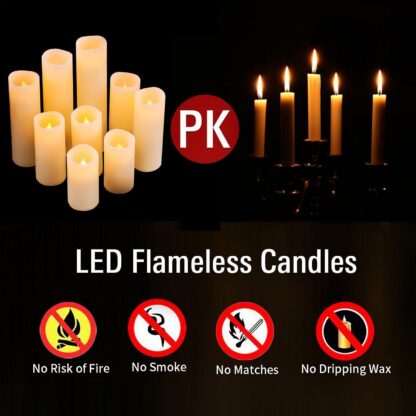 LED küünlad, päris vahast (9tk, Ø5.5cm, Kõrgus 10/12.5/15/17.5/20/22.8cm) - Image 3