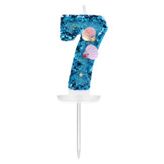 Sünnipäeva küünal, sinine, number 7 (7,5cm)
