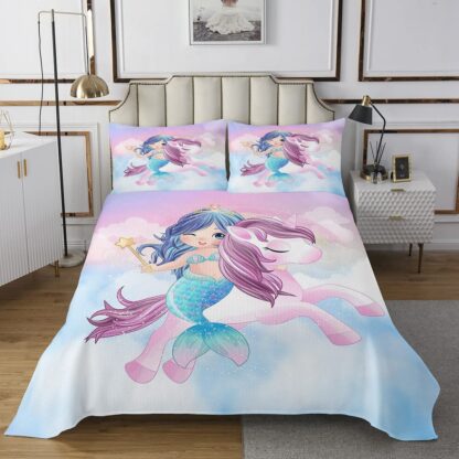 Tepitud voodikate merineitsi ja ükssavrikuga (170x230cm) - Image 2