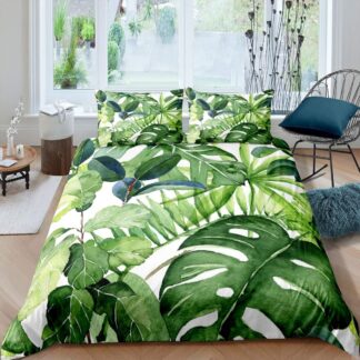 Troopiliste taimedega voodipesukomplekt, mikrofiiber (tekikott 230x220cm, 2 padjapüüri 50x70 cm)