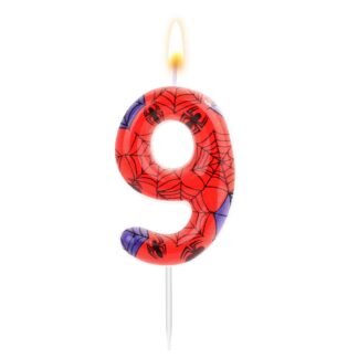 Sünnipäevaküünal, ämblikmehe motiiviga (number 9)