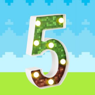 Pikselistiilis LED-tuli numbriga 5