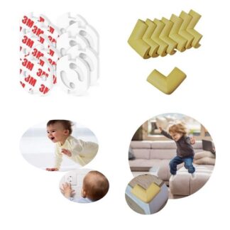 Komplekt laste turvalisuseks (10 pistikukatet, 8 nurgakaitset, pruun)