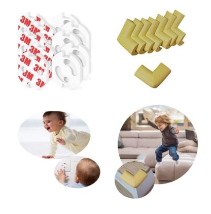 Komplekt laste turvalisuseks (10 pistikukatet, 8 nurgakaitset, pruun)