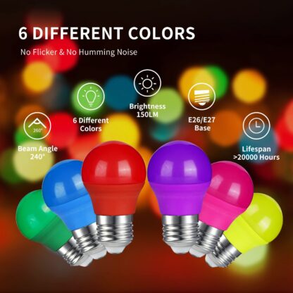 Värvilised LED pirnid (12tk, 5W), sobivad tavalisse E27 soklisse - Image 3