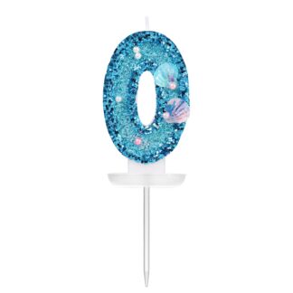 Sünnipäeva küünal, sinine, number 0 (7,5cm)