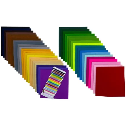 Värvilised paksust vildist lehed 15x15 cm, 40 eri värvi lehte komplektis + niidid - Image 4