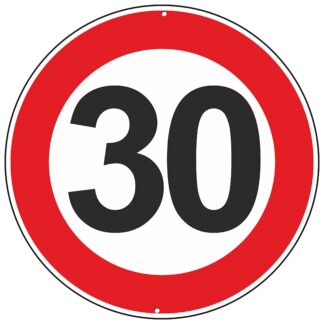 Metallist liiklusmärk kiirusepiirangu 30 km/h jaoks, läbimõõt 30 cm