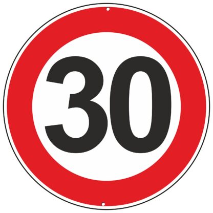 Metallist liiklusmärk kiirusepiirangu 30 km/h jaoks, läbimõõt 30 cm