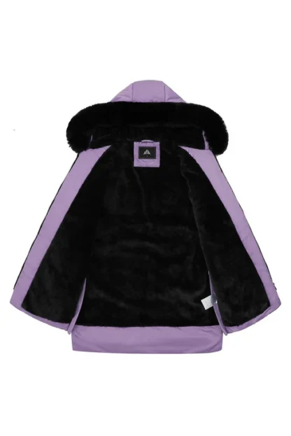 Lilla soe karvase kraega talveparka naistele, suurus M (rü 93 cm) - Image 2