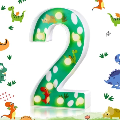 Dinosaurustega LED-tuli number 2, u 20 cm