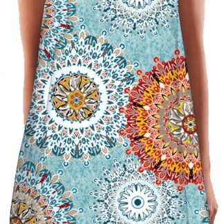 Naiste varrukateta minikleit, sinine lilleline (s. XL (EU 40-42))