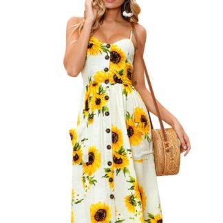 Kollane päevalilledega kleit suurus L