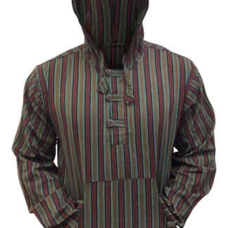 Meeste mitmevärviline triibuline kerge kapuutsiga särk, rohelise segu (XXXXL)