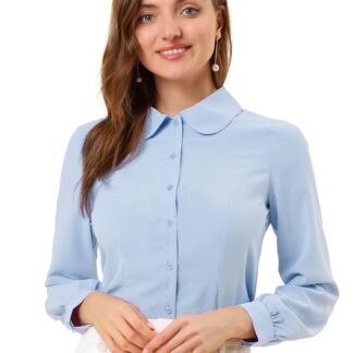 Kontoripluus, pikkade varrukatega, Peter Pani kraega, helesinine-lilla (s. XS)