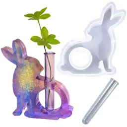 Jänesega silikoonvorm, klaasist kitsas vaas komplektis