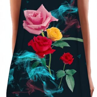 Naiste varrukateta minikleit, värviline roosi- ja suitsumuster (s. M (EU 36-38))