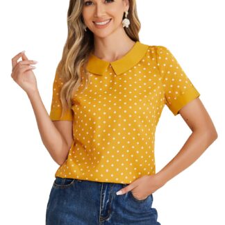 Pluus, lühikeste varrukatega, Peter Pani kraega, täpiline, kollane (s. XS)