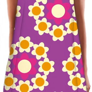 Naiste varrukateta minikleit, digitaaltrükiga, lilla lilledega (s. L (EU 38-40))