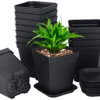 12 plastikust istutuspotti koos alustega, 7 cm