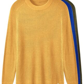 Meeste ümarakaelusega kampsun, kollane, soe, kerge ja hingav (s. 4XL)