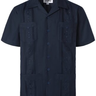 Meeste särk, tikandiga, lühikeste varrukatega, tumesinine (s. XL)