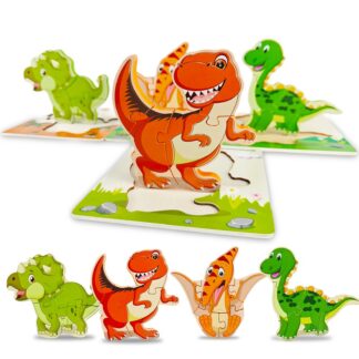 Laste puidust 3D pusle, dinosaurused (4tk)