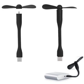 Mini USB ventilaator, painduva kaelaga, käeshoitav, must (2tk, 90mm)