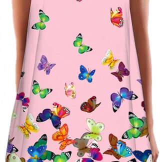 Naiste suvine varrukateta A-lõikeline minikleit, türkiissinise sulemustriga (s. S 34-36)