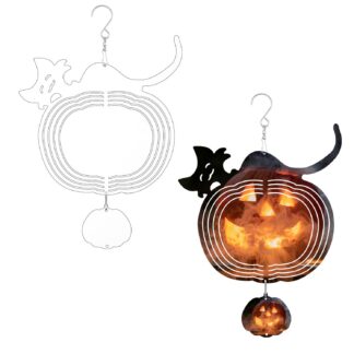 Kassiga halloweeniteemased metallist tuulekeerutajad aeda, 2 tk
