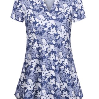 Naiste suvine tuunikapluus, V-kaelusega, lilleline (s. M)