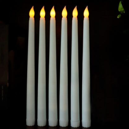 Valged pikad LED-küünlad, 12 tk komplektis