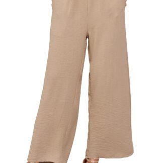 Naiste elegantsed palazzo püksid, veniva vöökohaga, taskutega, khaki (s. M)