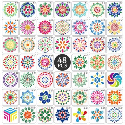 Mandala šabloonide komplekt, 48 tk