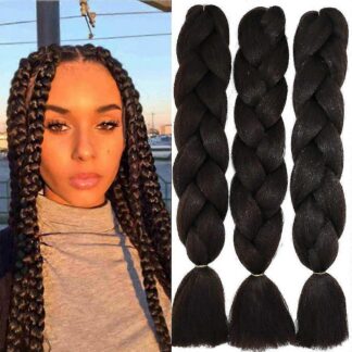 Sünteetilised juuksepikendused patsideks, must (3tk, 60cm)