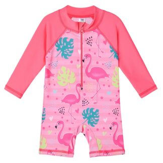 UV-kindel pikkade varrukatega ujumistrikoo tüdrukutele, armsa mustriga 2a.