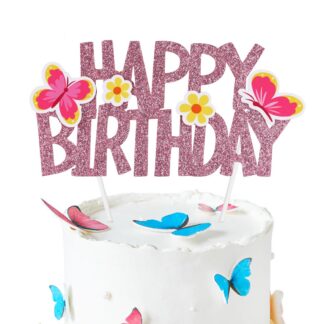 Sünnipäevatordi kaunistus liblikas, roosa (2tk)