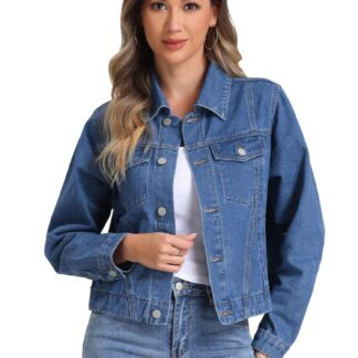 Naiste vintage-stiilis teksajakk, nööpidega, sinine (S)