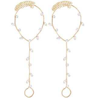 Kuldne jalakett tsirkoonkividega, leheripatsitega (2tk)