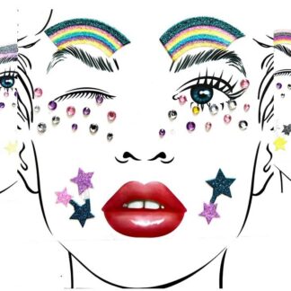 Värvilised näokleebised ja kristallid, kolm lehte