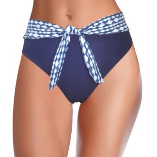 Naiste bikiinipüksid, kõrge vöökohaga, kõhtu toetavad, tumesinised (S)