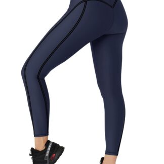 Naiste kõrge vöökohaga läbipaistmatud spordileggingsid, tumesinised (s. S)