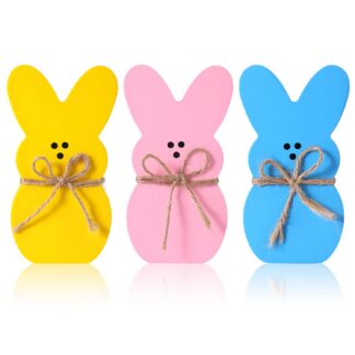 Puidust lihavõttejänesed, köiega, 3 värvi